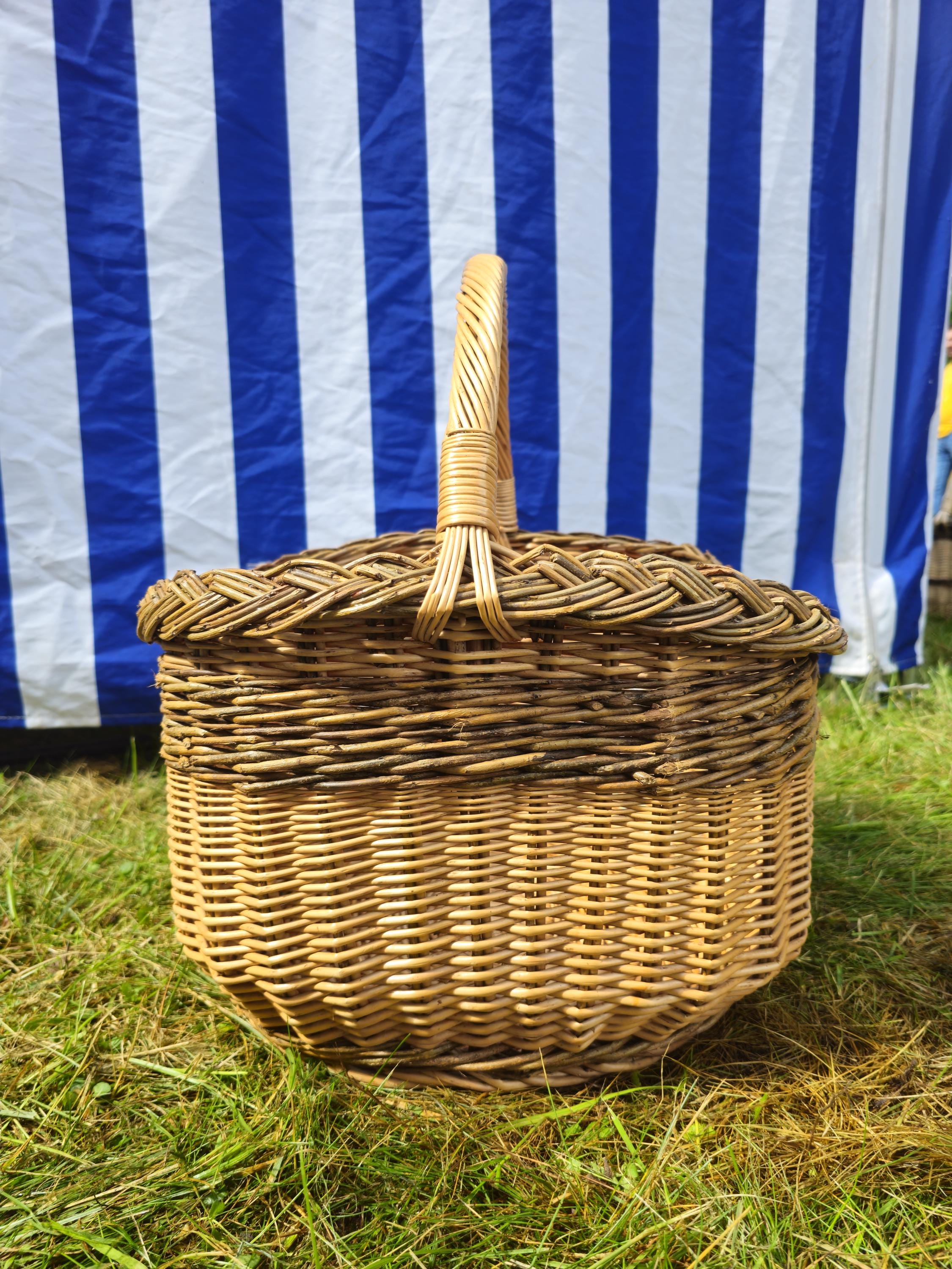 Wicker Mushroom Basket with Braided Rim