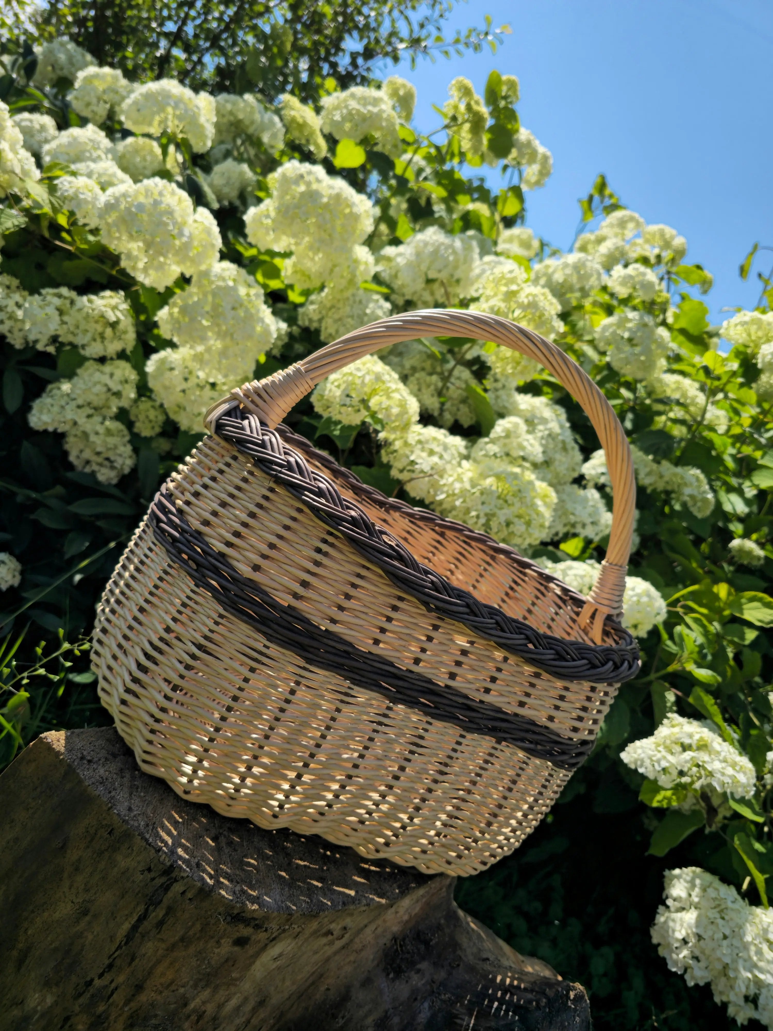 Rustic Natural Willow Foraging Basket - Handmade Wicker - NaturelyWoven