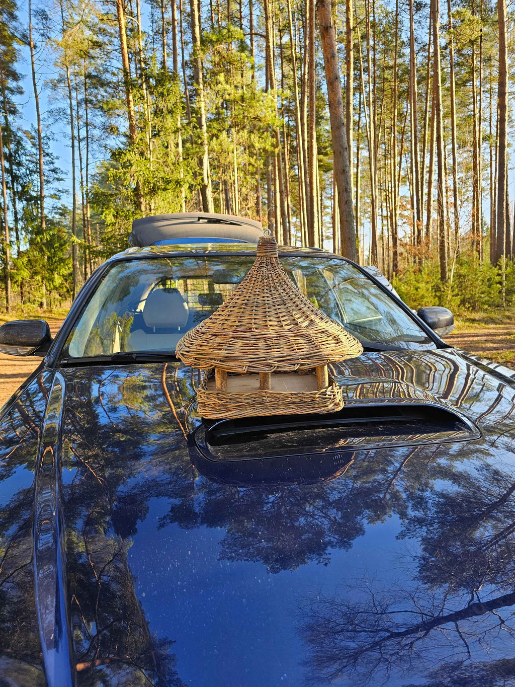 Wicker bird feeder 014b - NaturelyWoven wicker - handmade