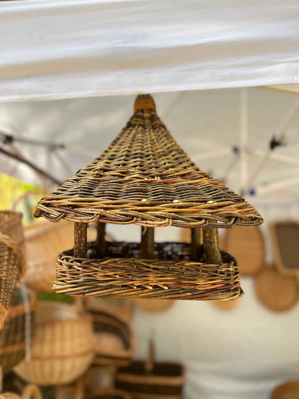 Wicker bird feeder 014b - NaturelyWoven wicker - handmade