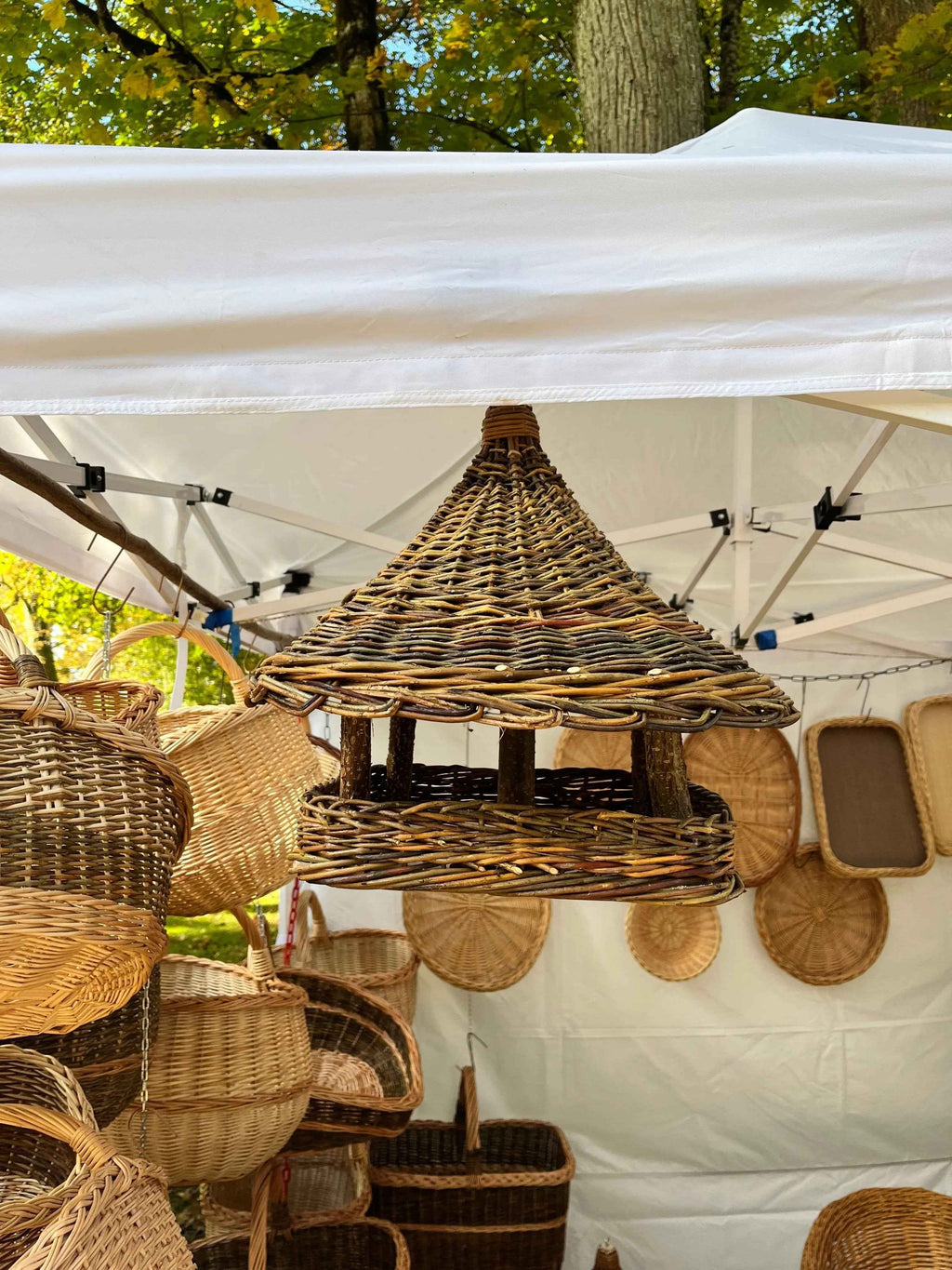 Wicker bird feeder 014b - NaturelyWoven wicker - handmade