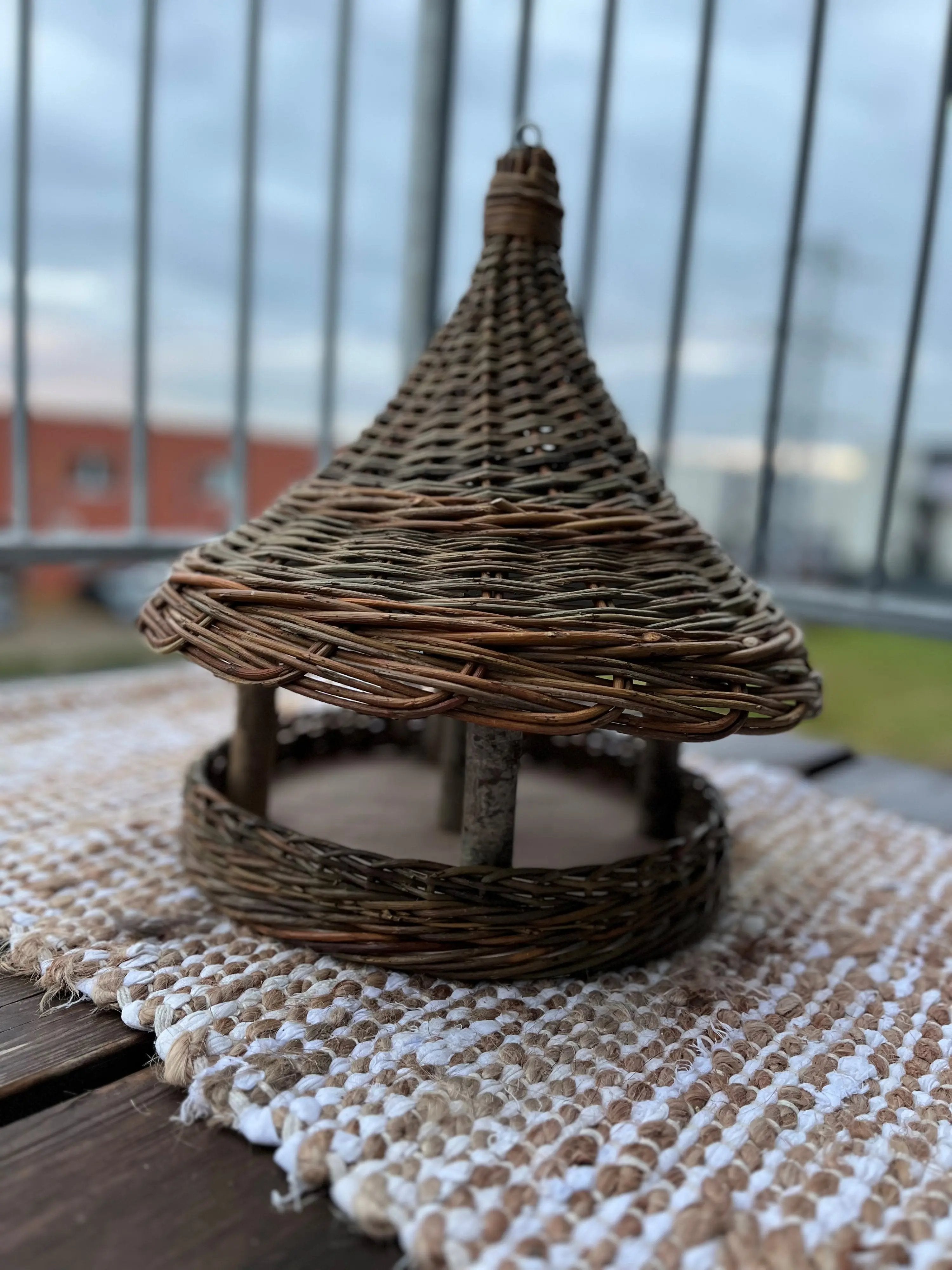 Wicker Bird Feeder - Hanging Willow Roof Garden Feeder - NaturelyWoven