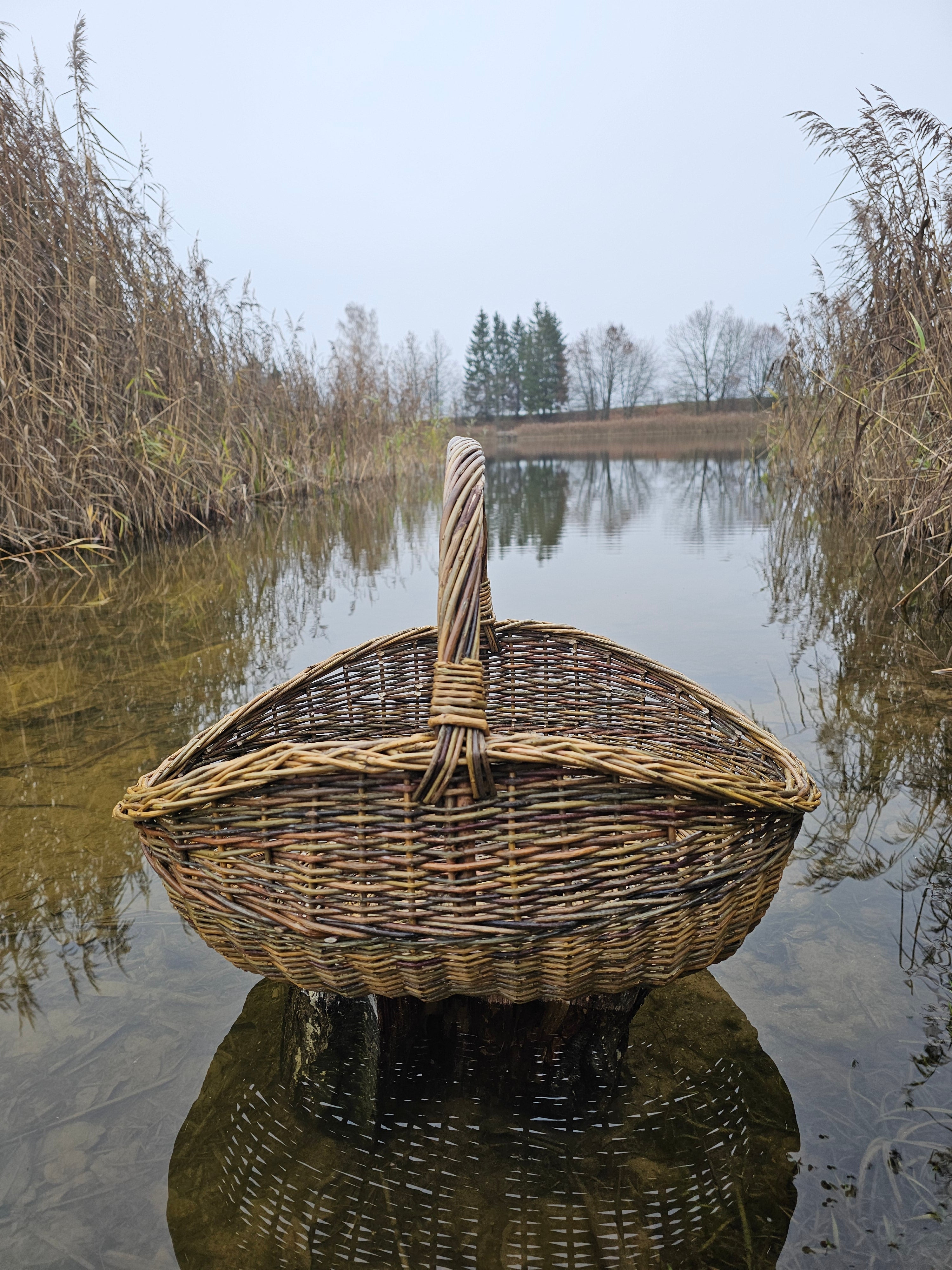 Handwoven Wicker Basket - Natural Foraging Basket for Harvesting & Mushroom Picking - NaturelyWoven