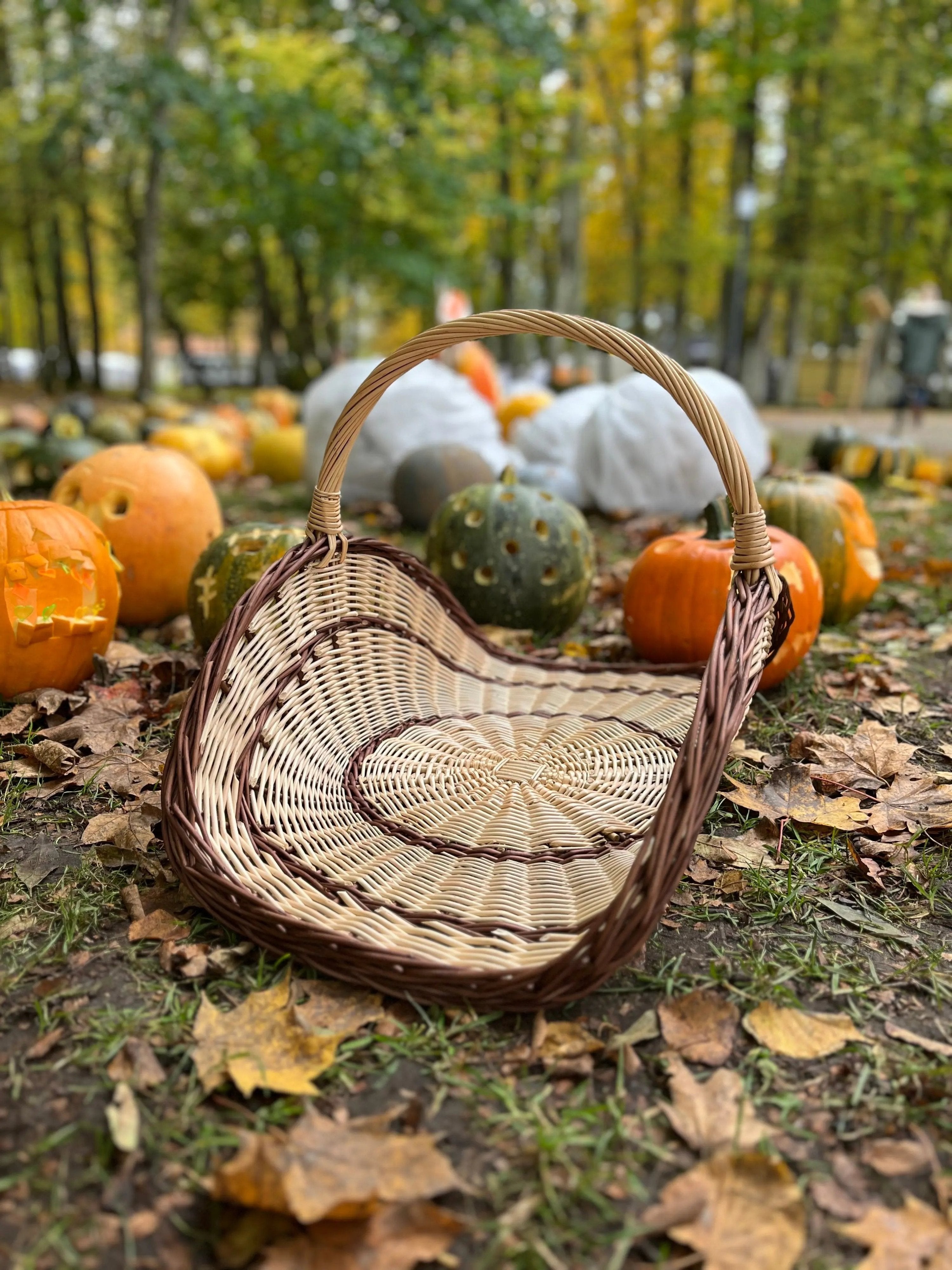 Handwoven Wicker Basket – Rustic Flower Girl Wedding Basket With Oval Handle - NaturelyWoven