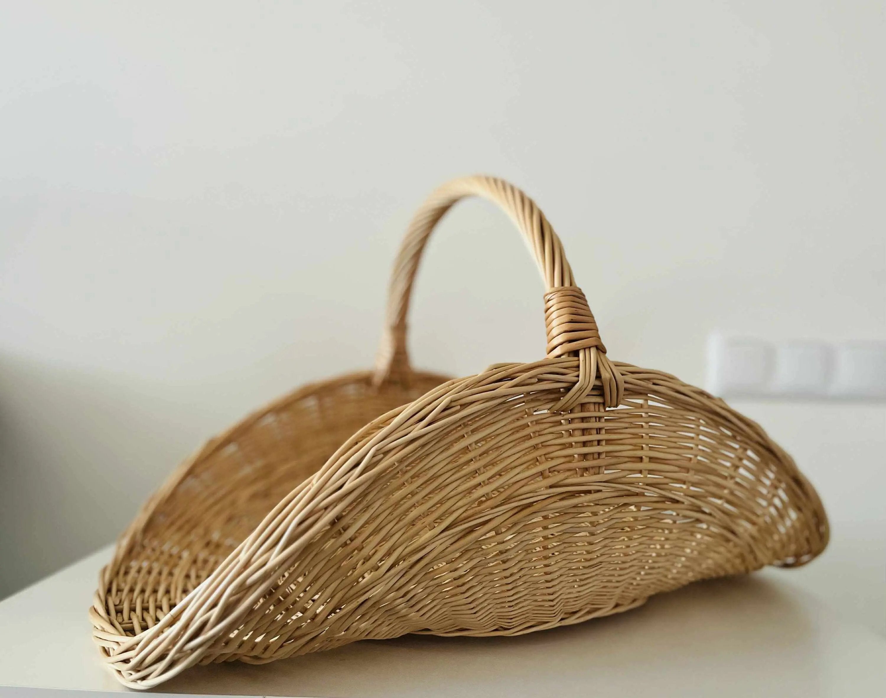 Handwoven Wicker Basket – Rustic Flower Girl Wedding Basket With Oval Handle - NaturelyWoven