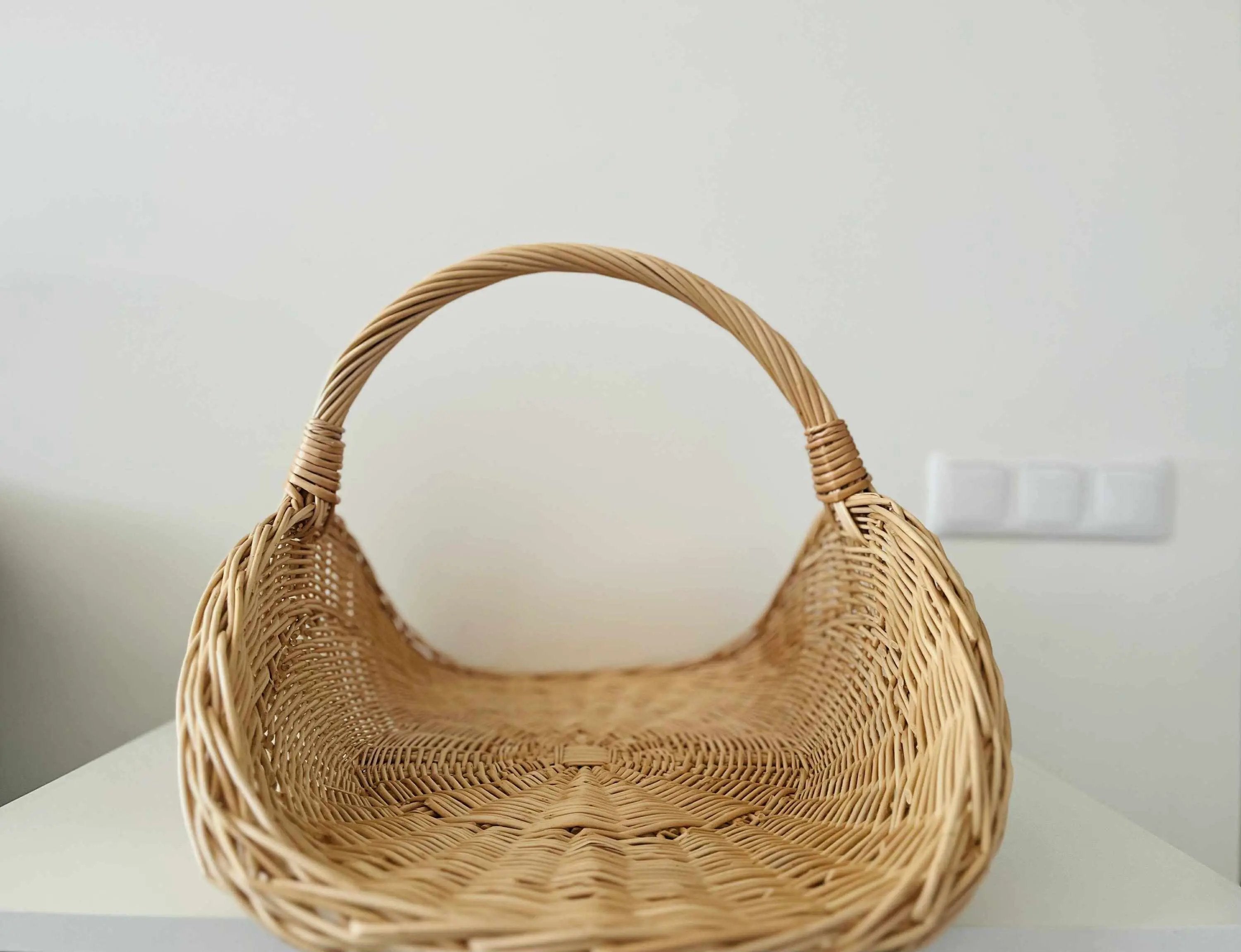Handwoven Wicker Basket – Rustic Flower Girl Wedding Basket With Oval Handle - NaturelyWoven