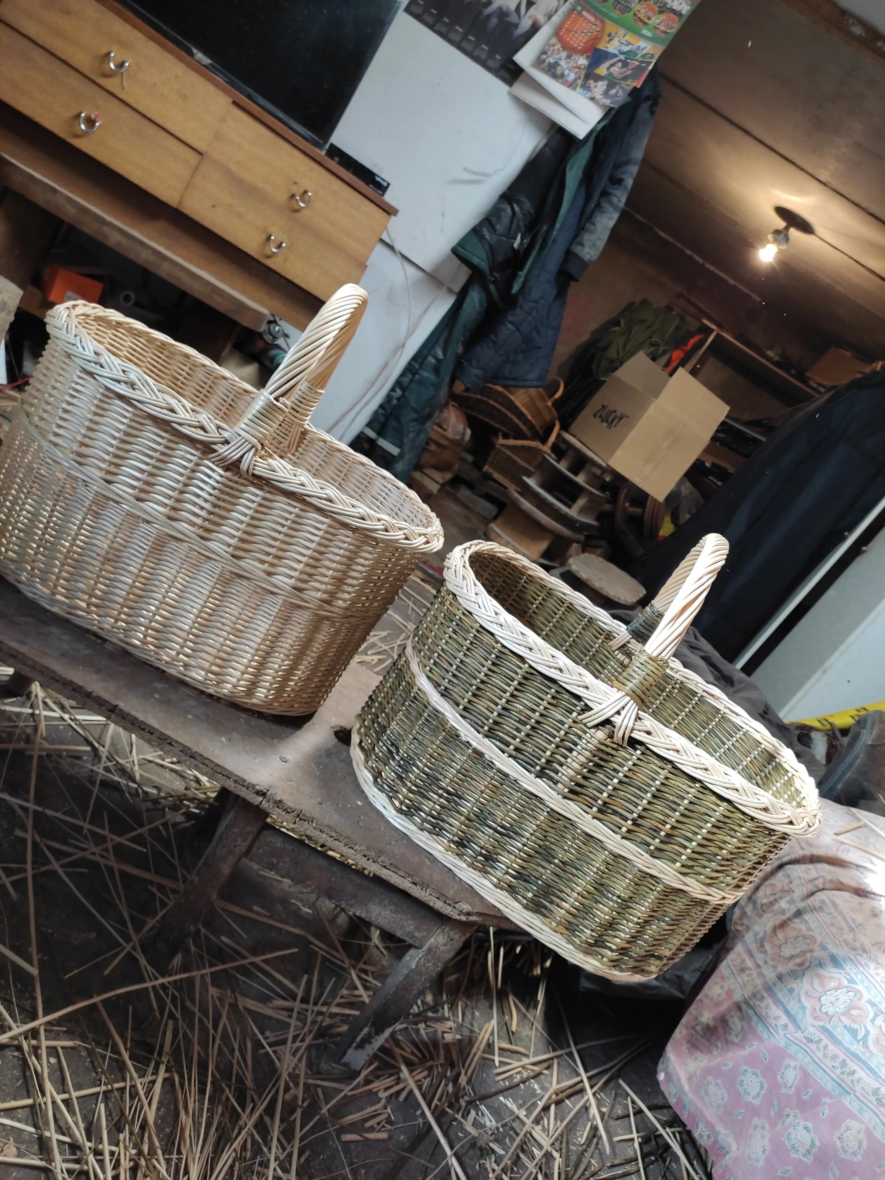 Rustic Willow Rectangular Basket with Handle - NaturelyWoven