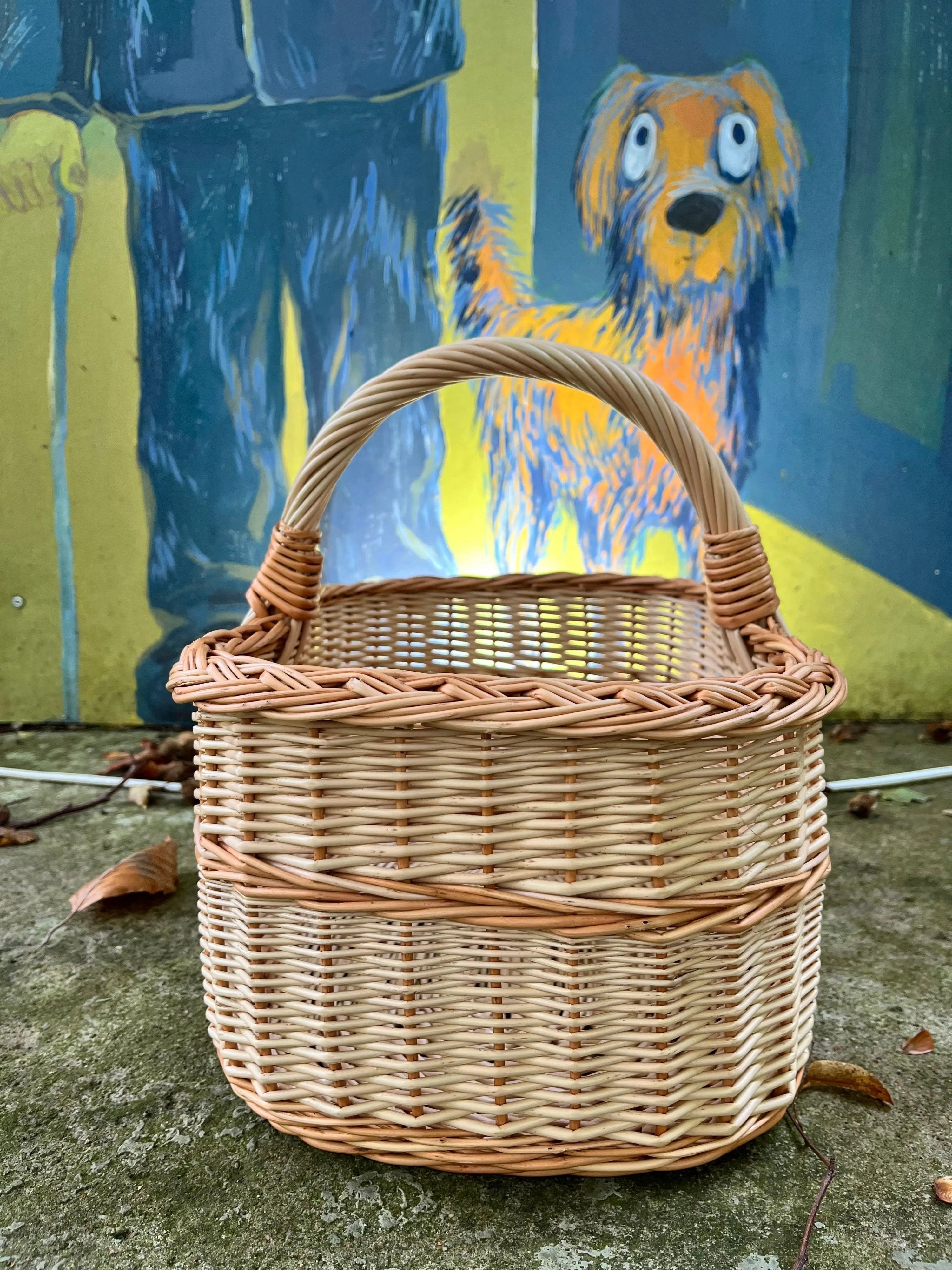 Rustic Willow Rectangular Basket with Handle - NaturelyWoven