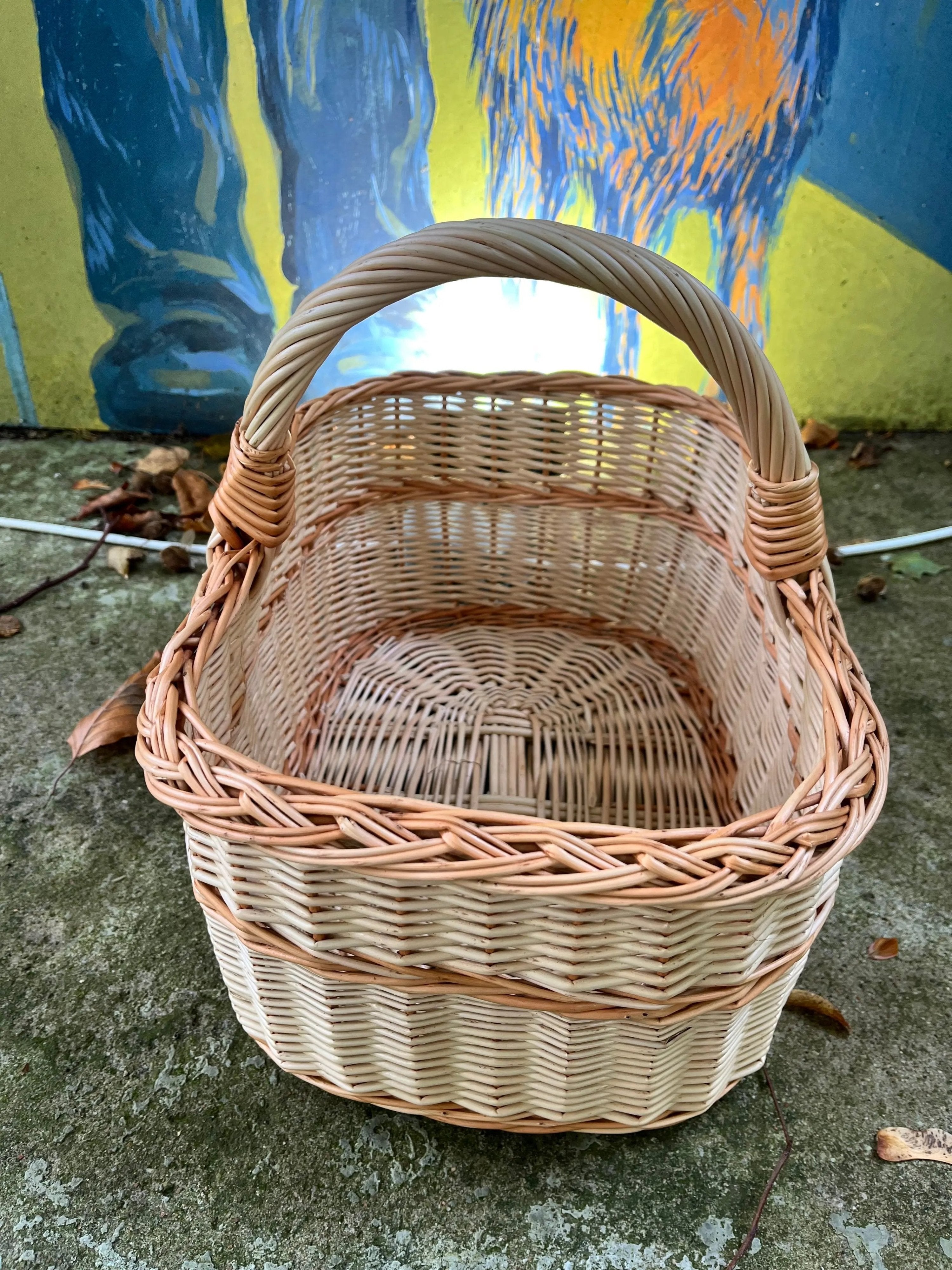 Rustic Willow Rectangular Basket with Handle - NaturelyWoven