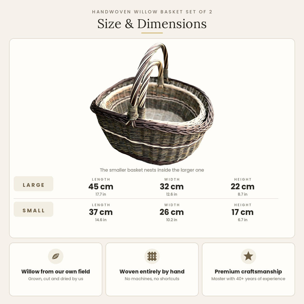 Nesting Willow Baskets, Custom Colours