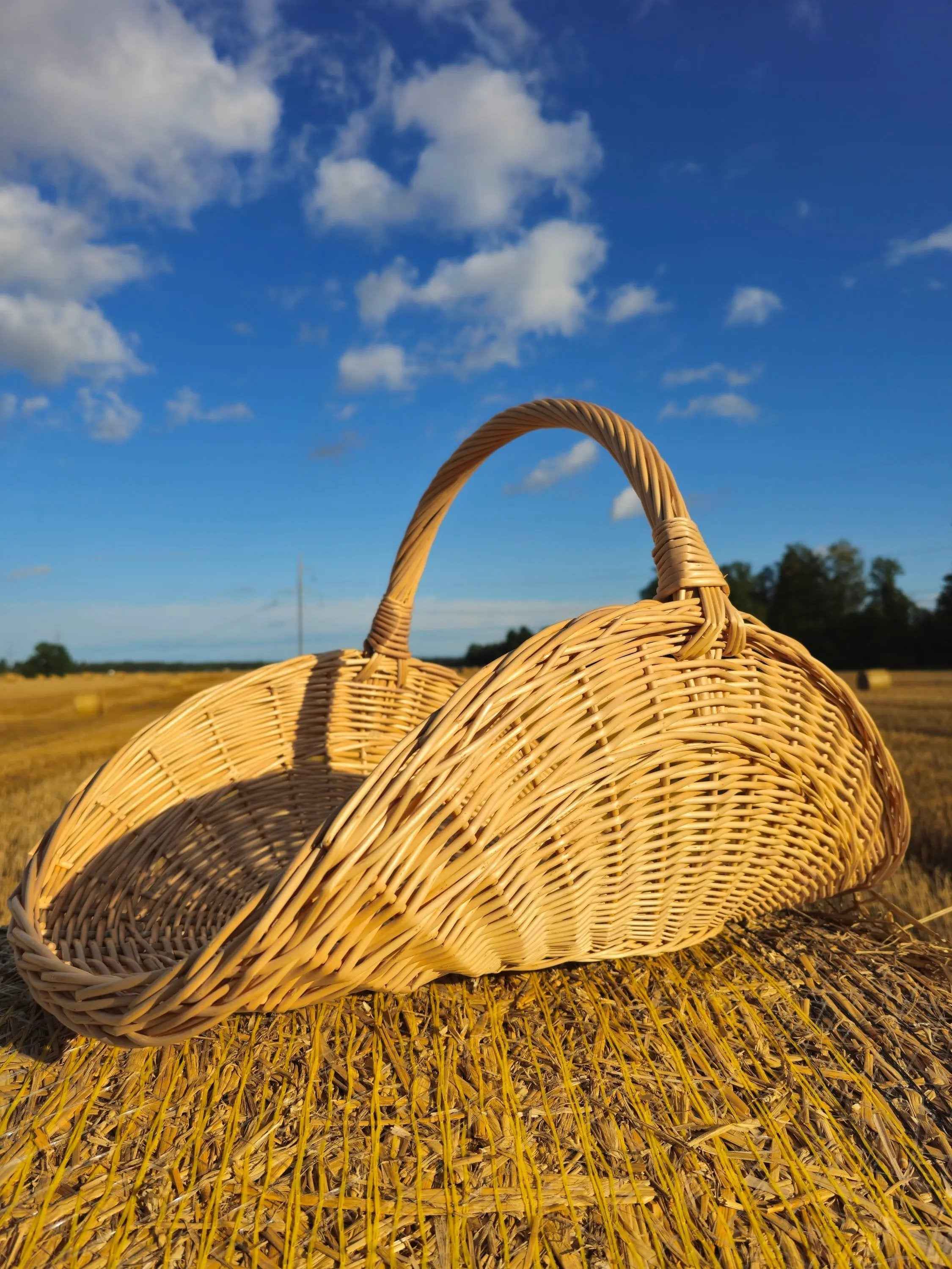 Large Wicker Flower Basket in Gold — handmade flower basket