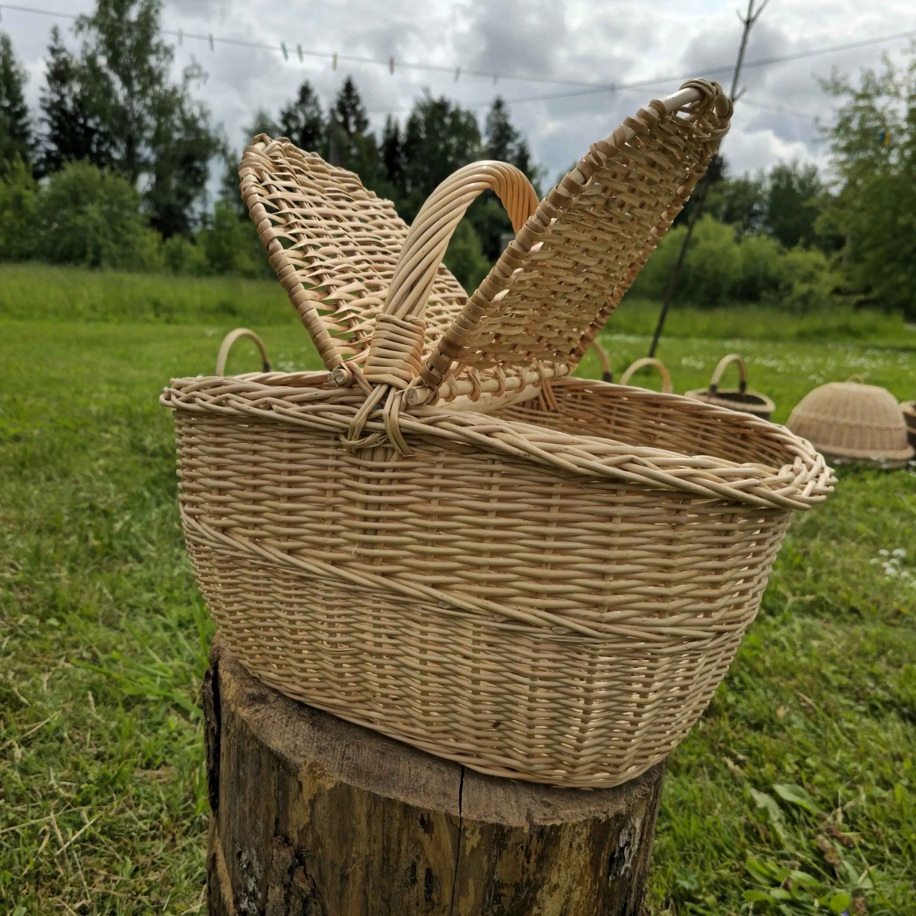 Wicker picnic basket 022b - NaturelyWoven wicker - handmade