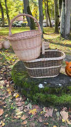 Large Oval Wicker Storage Basket with Sturdy Handle