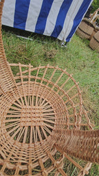 Shallow Wicker Display Basket with Arched Handle