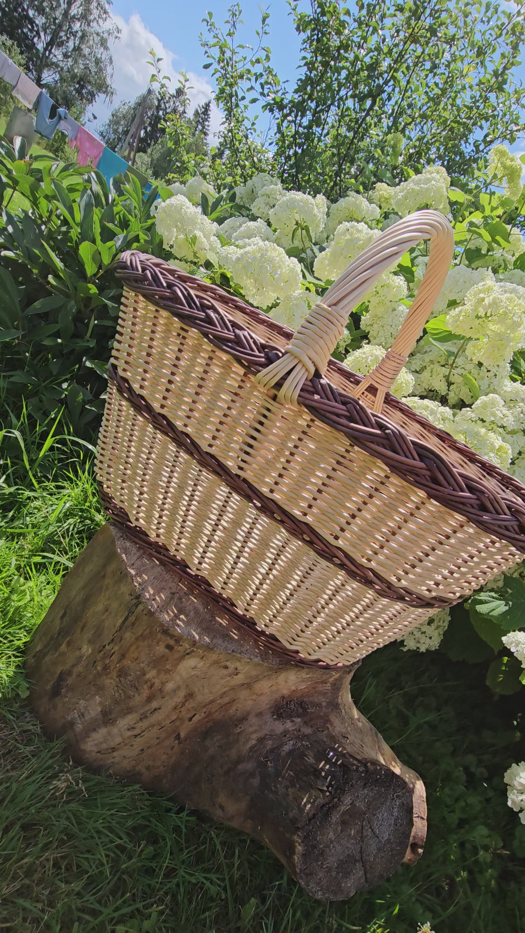 Large Oval Wicker Storage Basket with Sturdy Handle