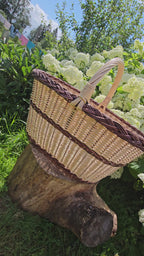 Large Oval Wicker Storage Basket with Sturdy Handle