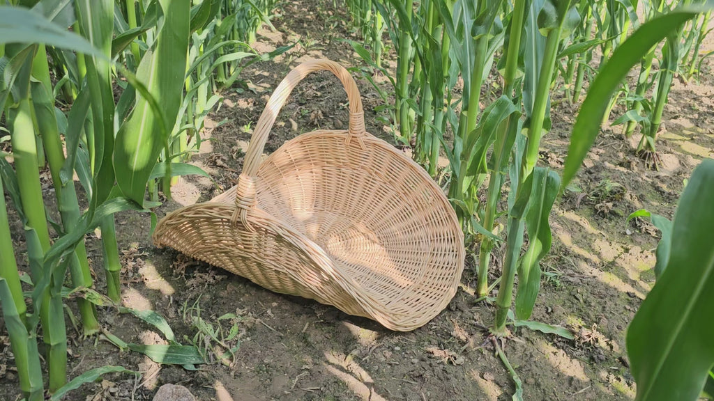Large Wicker Flower Basket with Woven Base