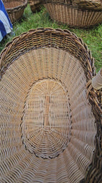 Wicker Oval Basket with Rustic Dark Rim