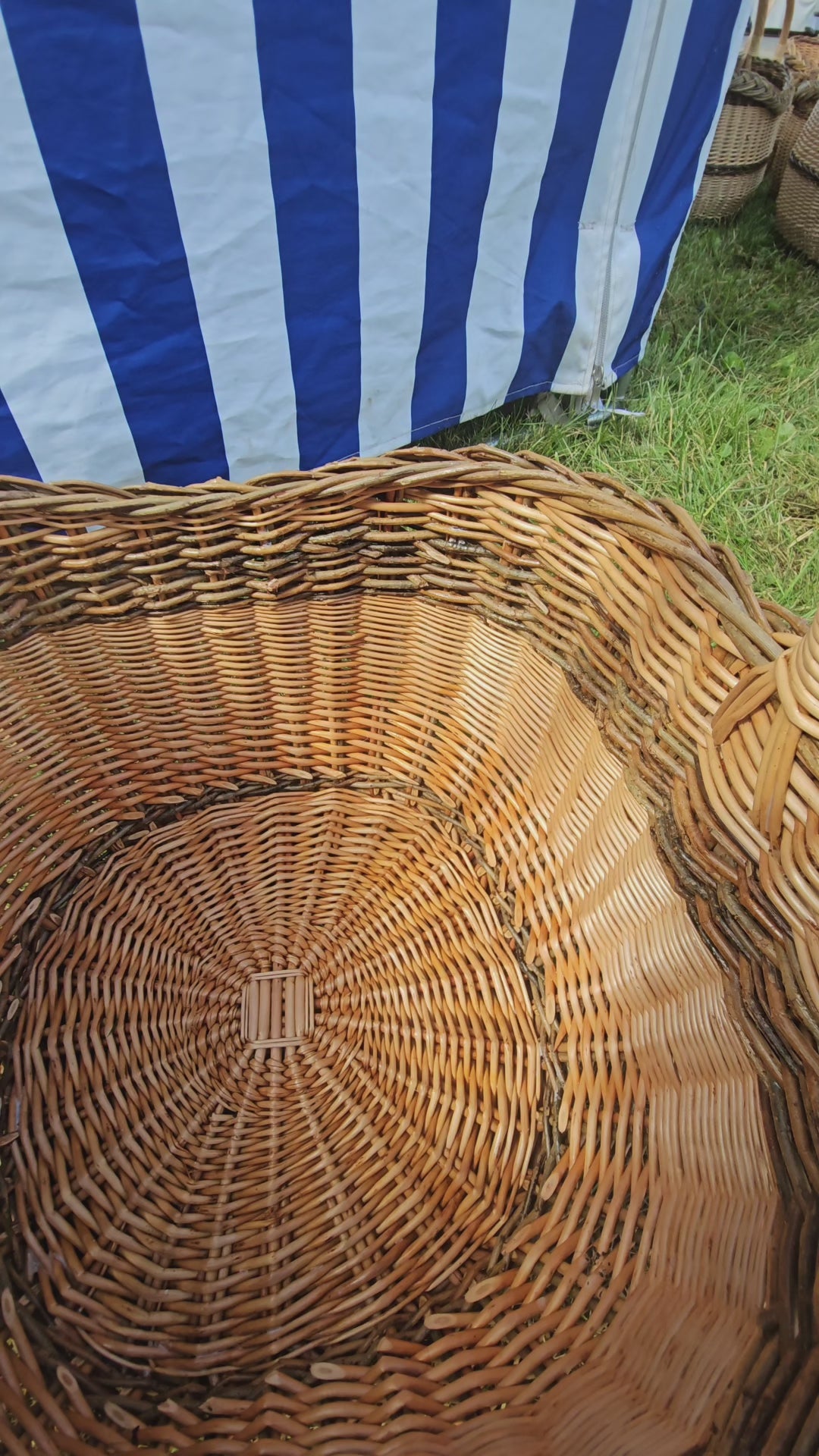 Wicker Mushroom Basket with Braided Rim