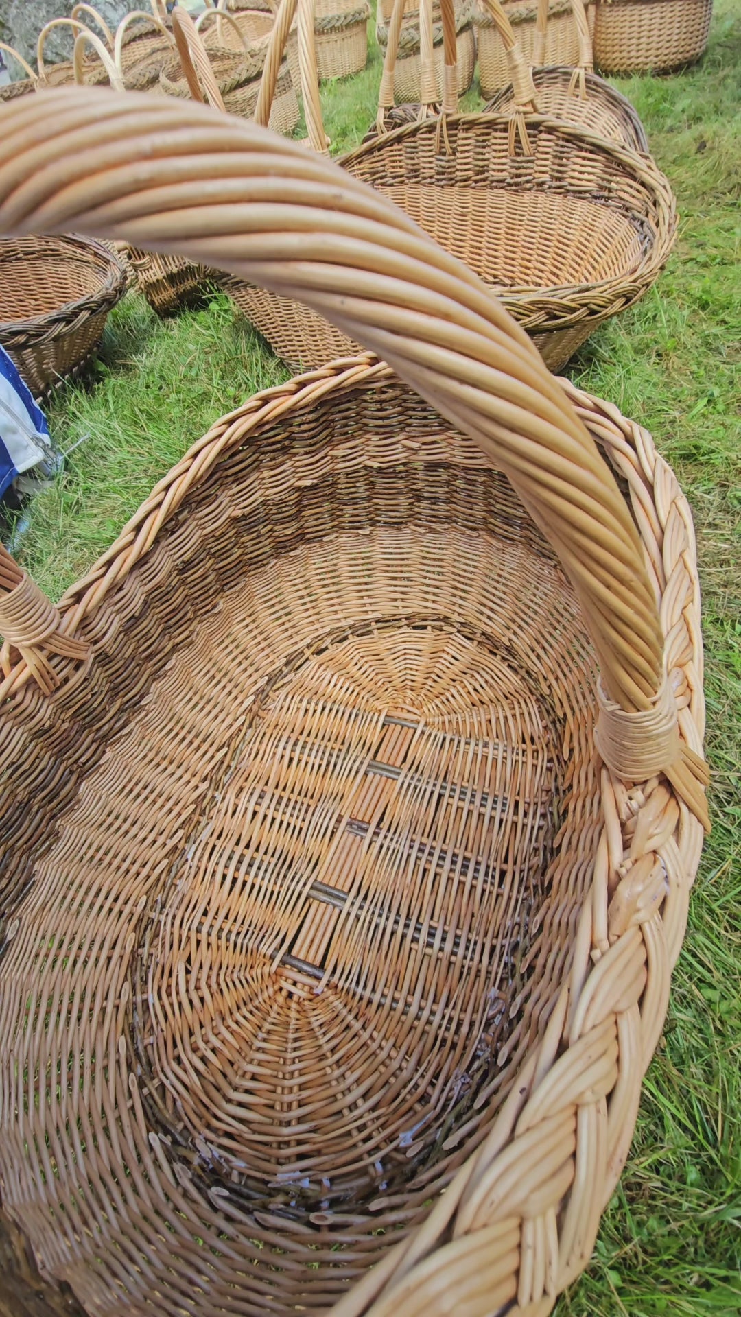 Braided Rim Large Wicker Gathering Basket