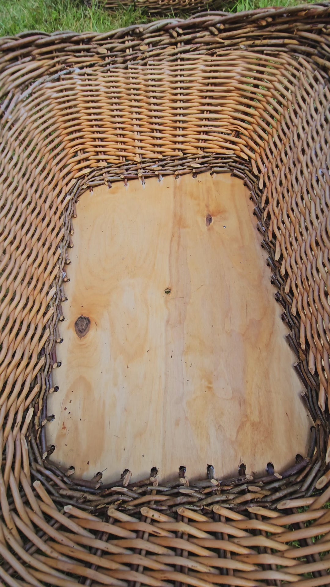 Wicker Gathering Basket with Wooden Base