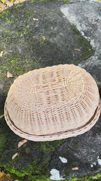 Handwoven Wicker Tray with Dome Lid