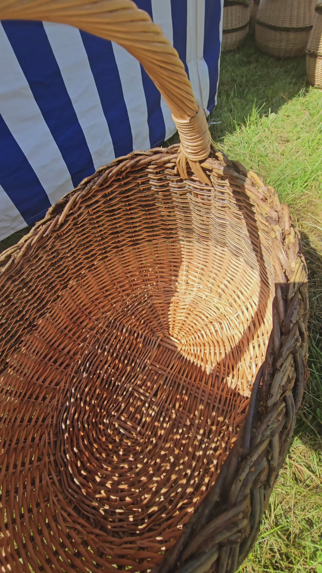 Wicker Mushroom Basket with Braided Rim