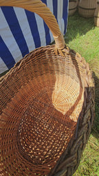 Wicker Mushroom Basket with Braided Rim