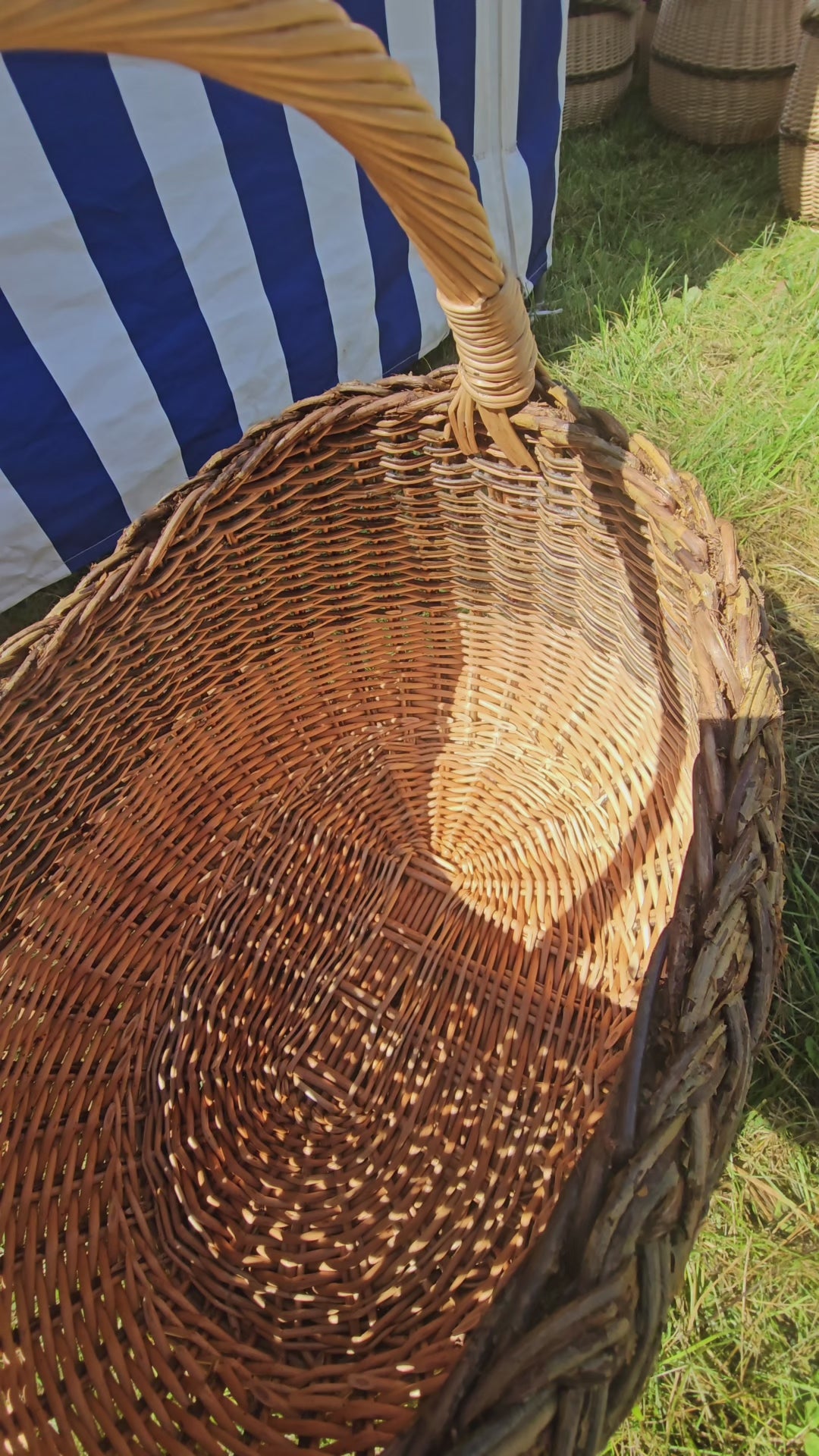 Wicker Mushroom Basket with Braided Rim
