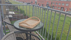 Large Wicker Breakfast Tray with Wooden Base