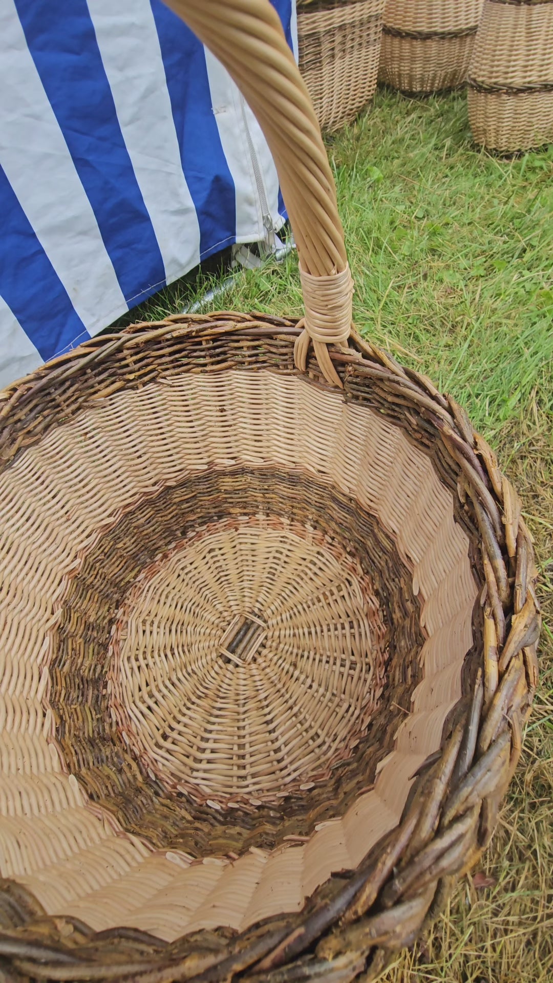 Wicker Basket with Dark Braided Rim
