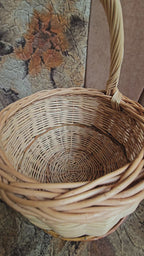 Handwoven Round Wicker Basket with Handle