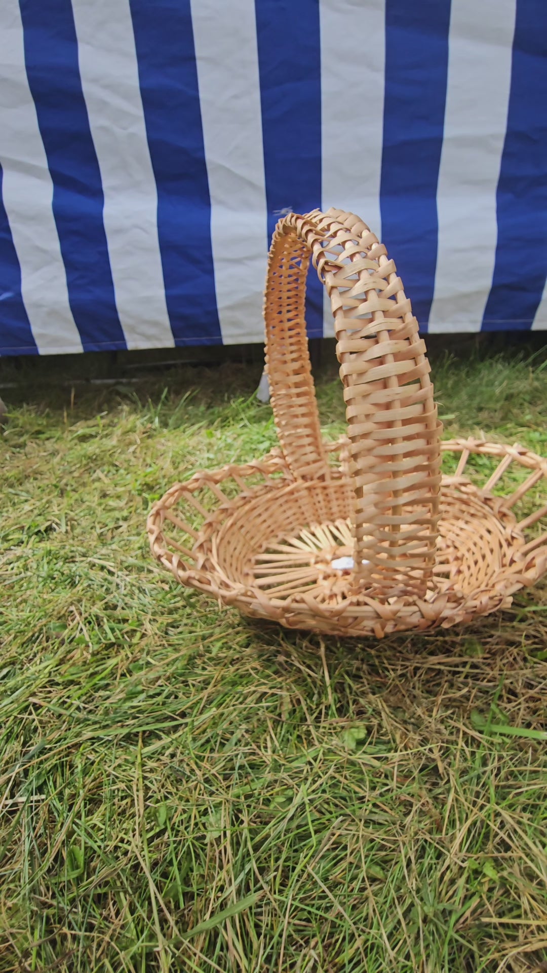 Handwoven Oval Basket with Decorative Weave