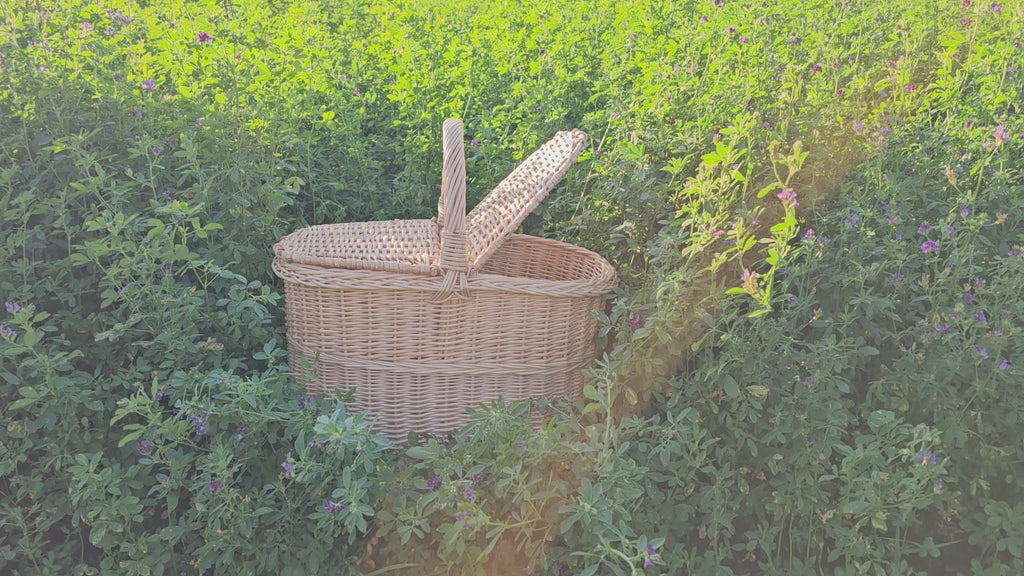 Wicker Picnic Hamper with Lid