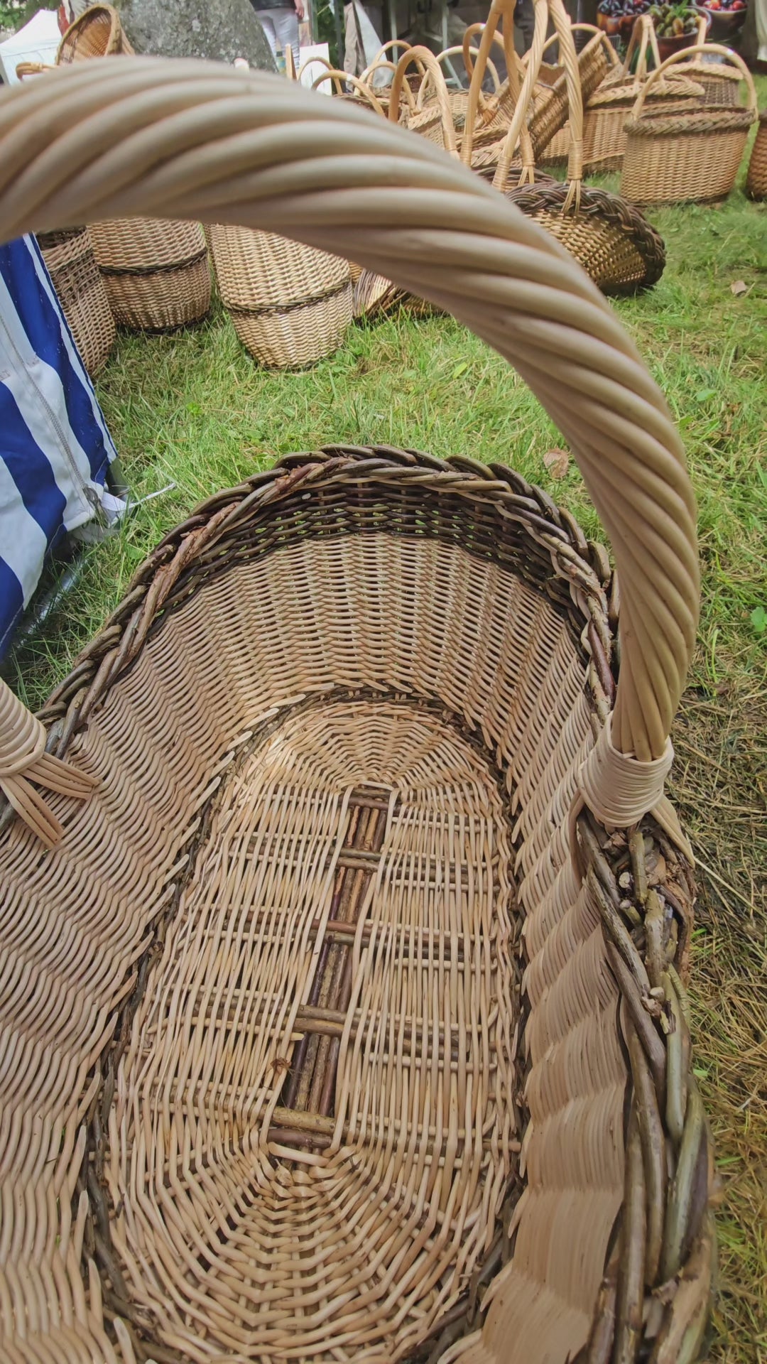 Wicker Foraging Basket with Natural Braided Rim