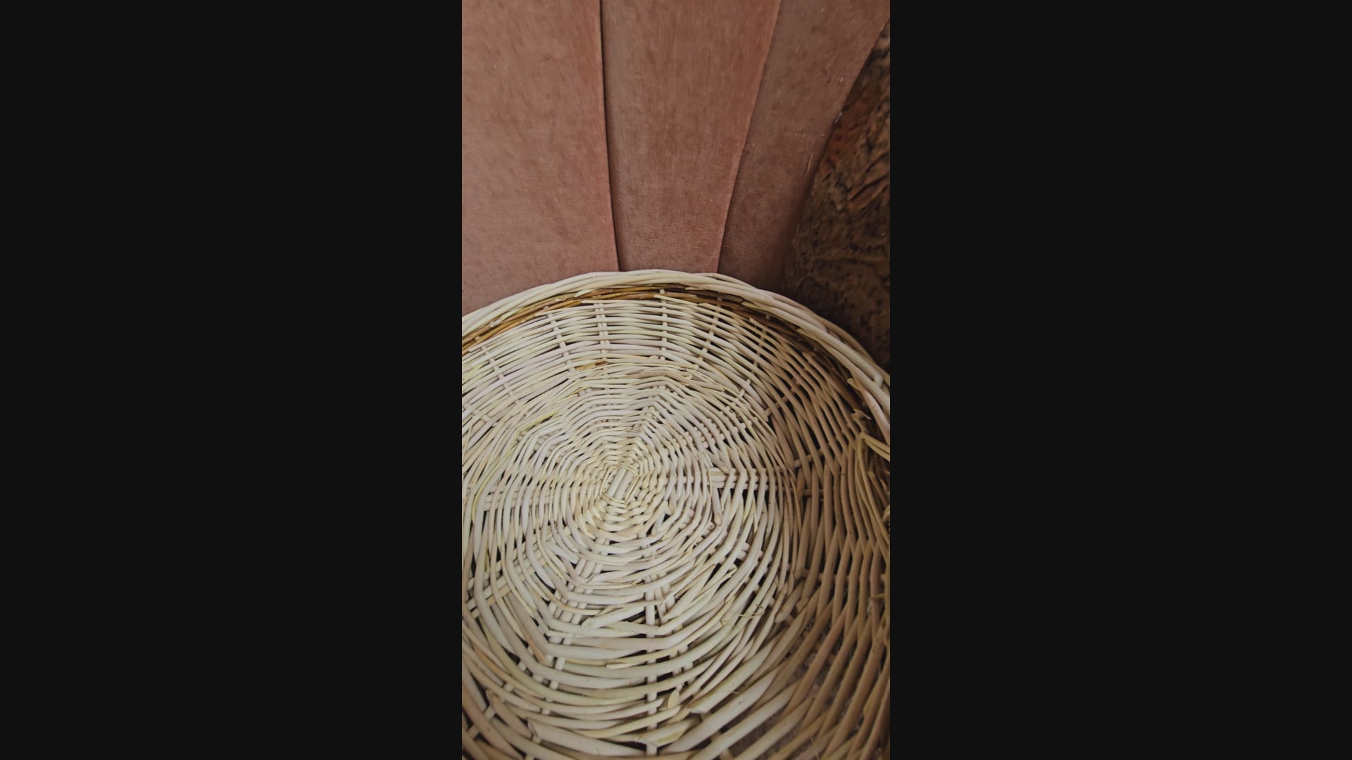 Shallow Wicker Basket with Handle
