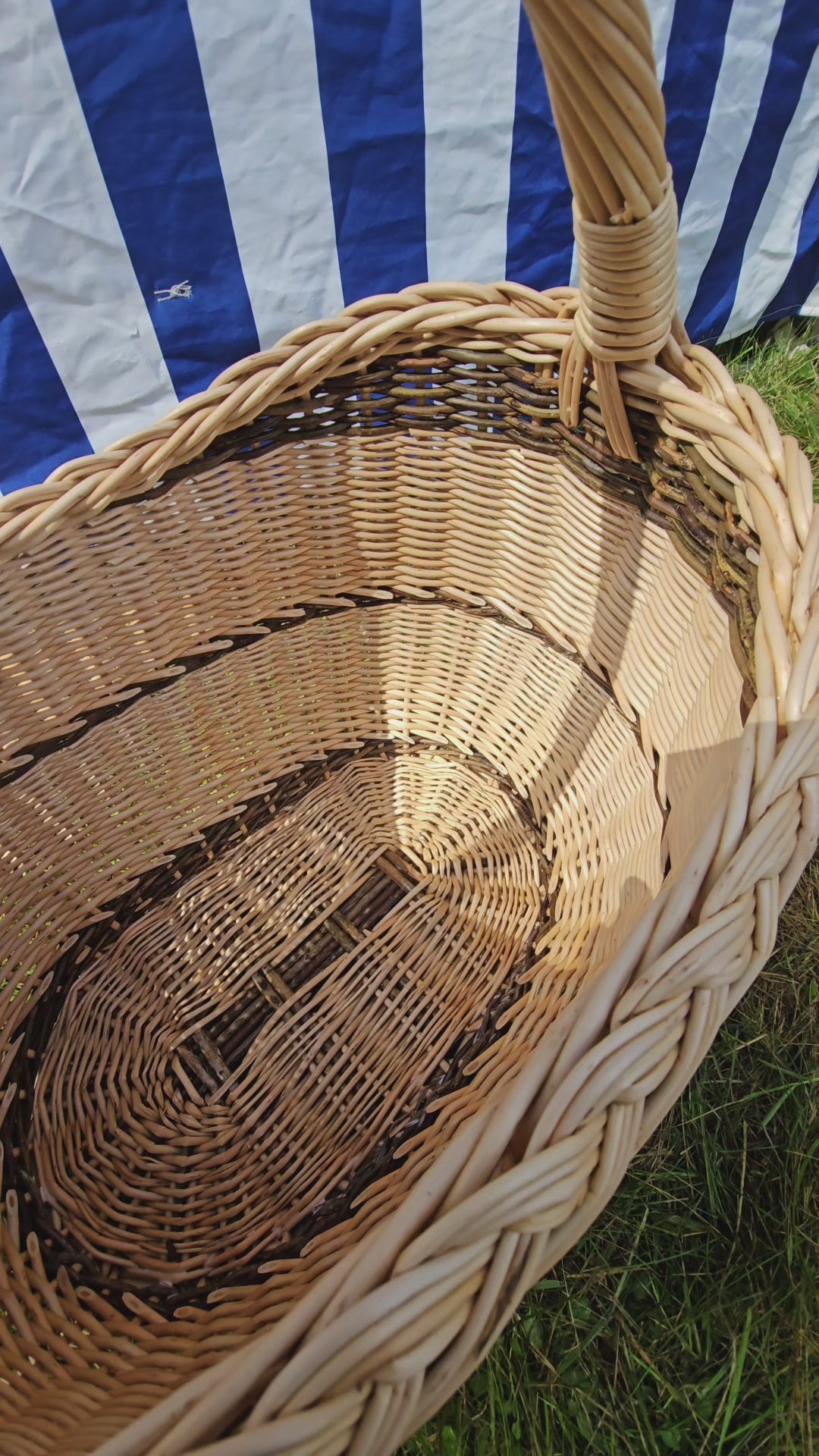 Long Willow Basket with Braided Rim
