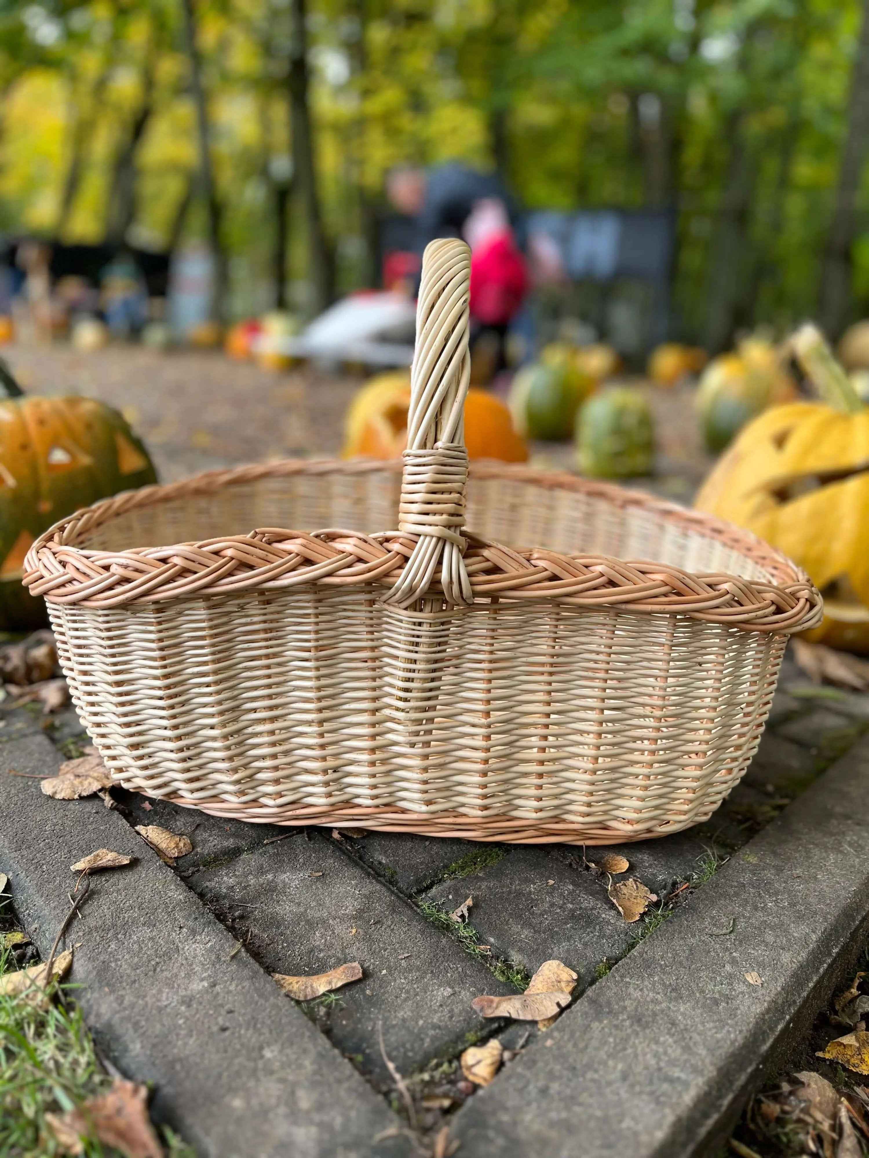 Handwoven Wicker Basket in Gold/Pink — handmade wicker basket