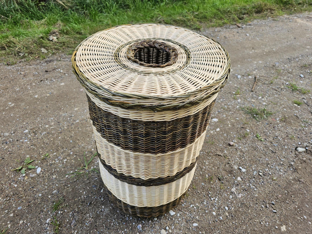 Tall Wicker Laundry Hamper / Bottle Bin — handmade wicker basket from Lithuanian willow