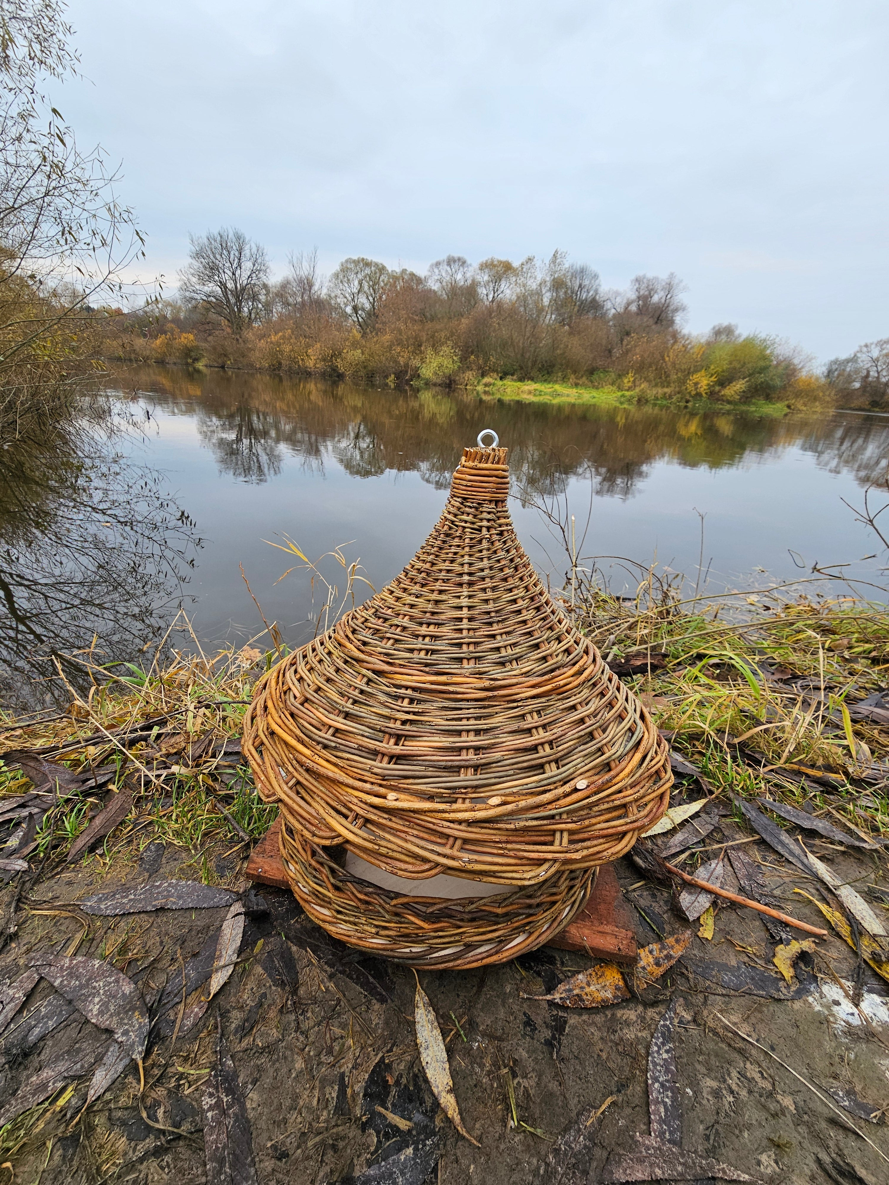 Wicker Bird Feeder - Hanging Willow Roof Garden Feeder - NaturelyWoven