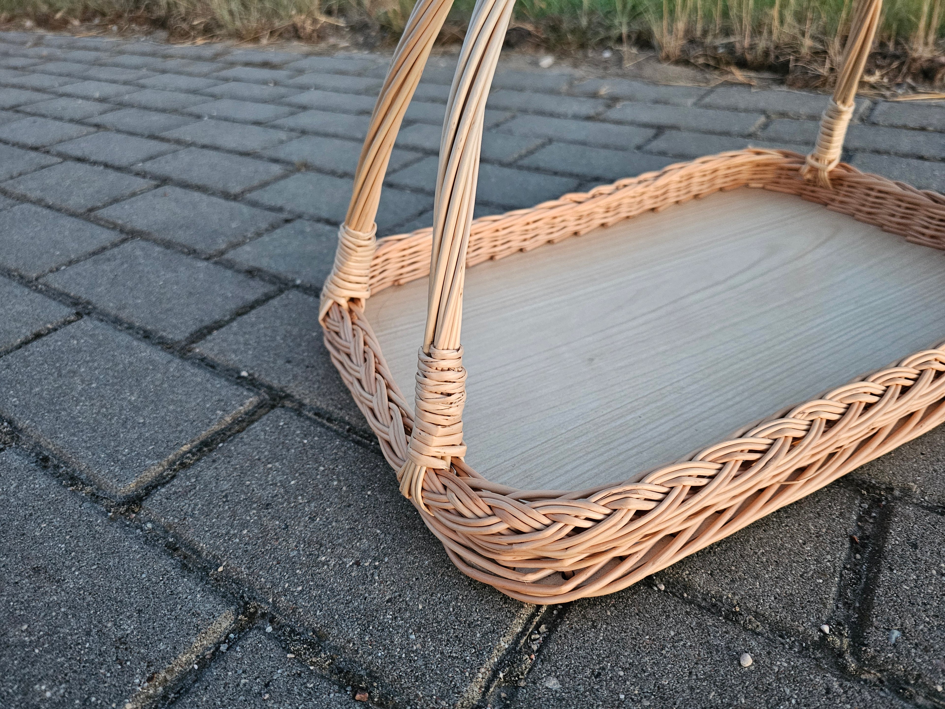 Large Wicker Serving Tray — wicker tray, view 2